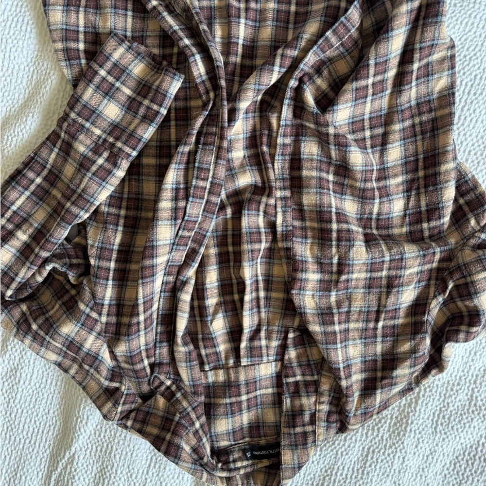 PrettyLittleThing Plaid Sweater in Brown and Cream